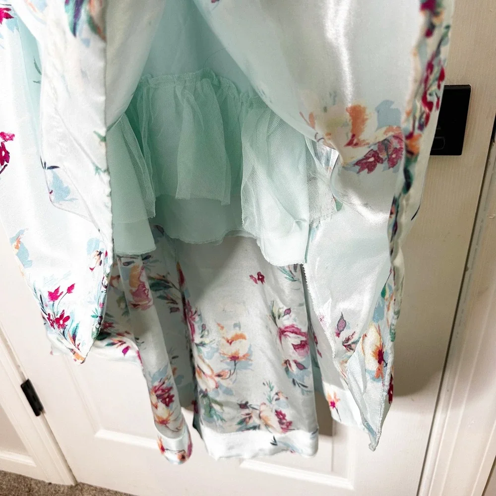 Speechless Girls Floral Dress Blue Sleeveless Party‎ High Low Size 16